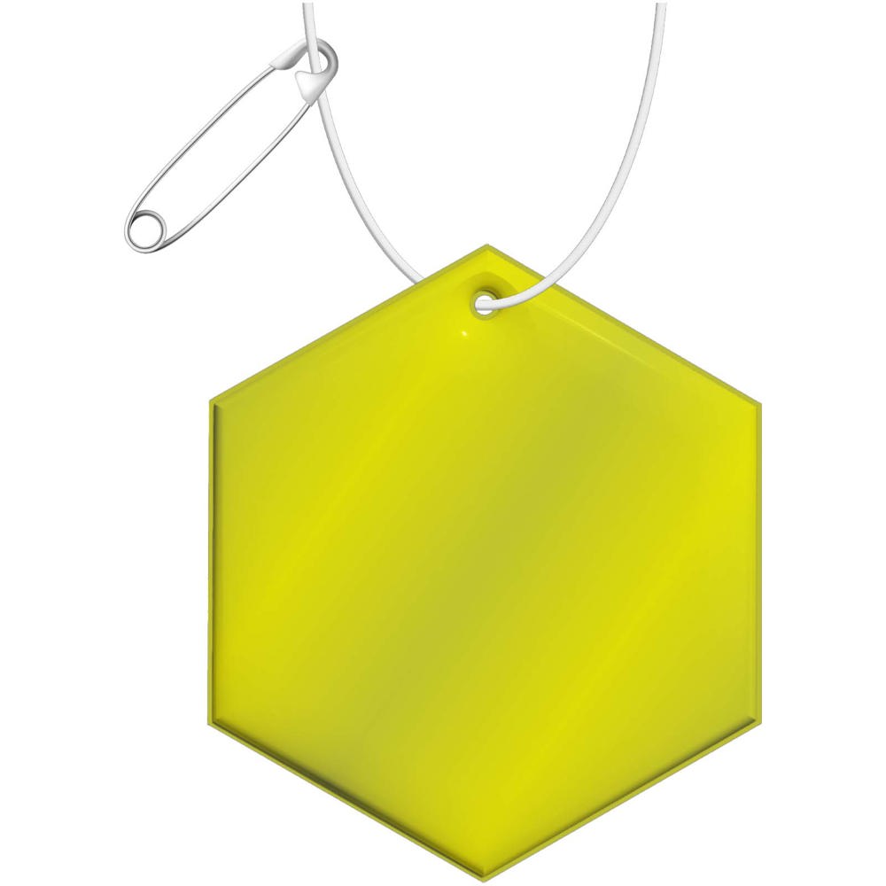 RFX™ H-12 sechseckiger, leichter, reflektierender PVC-Anhänger - neongelb