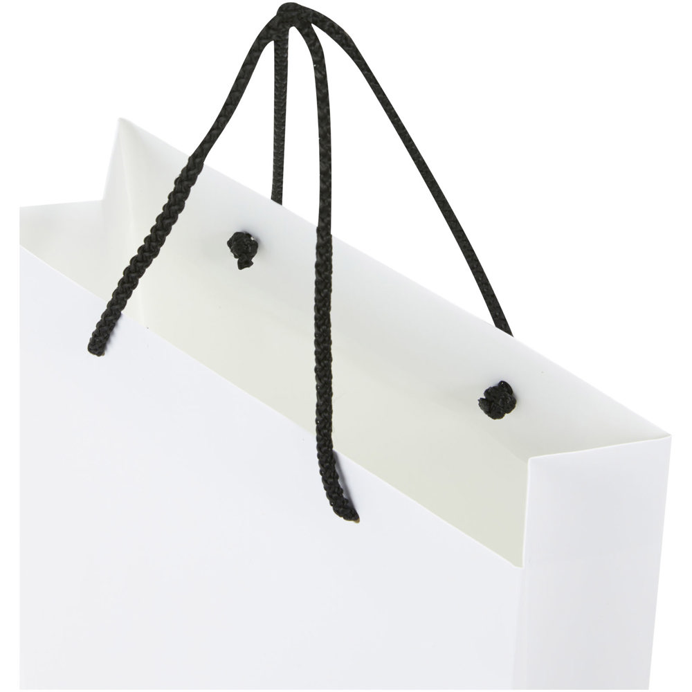 Handgefertigte 170 g/m² Integra-Papiertüte mit Kunststoff Kordelgriffen – 24 × 9 × 36 cm
