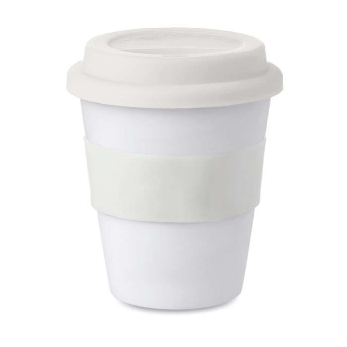 ASTORIA - PP Becher mit Silikon-Deckel - Weiß