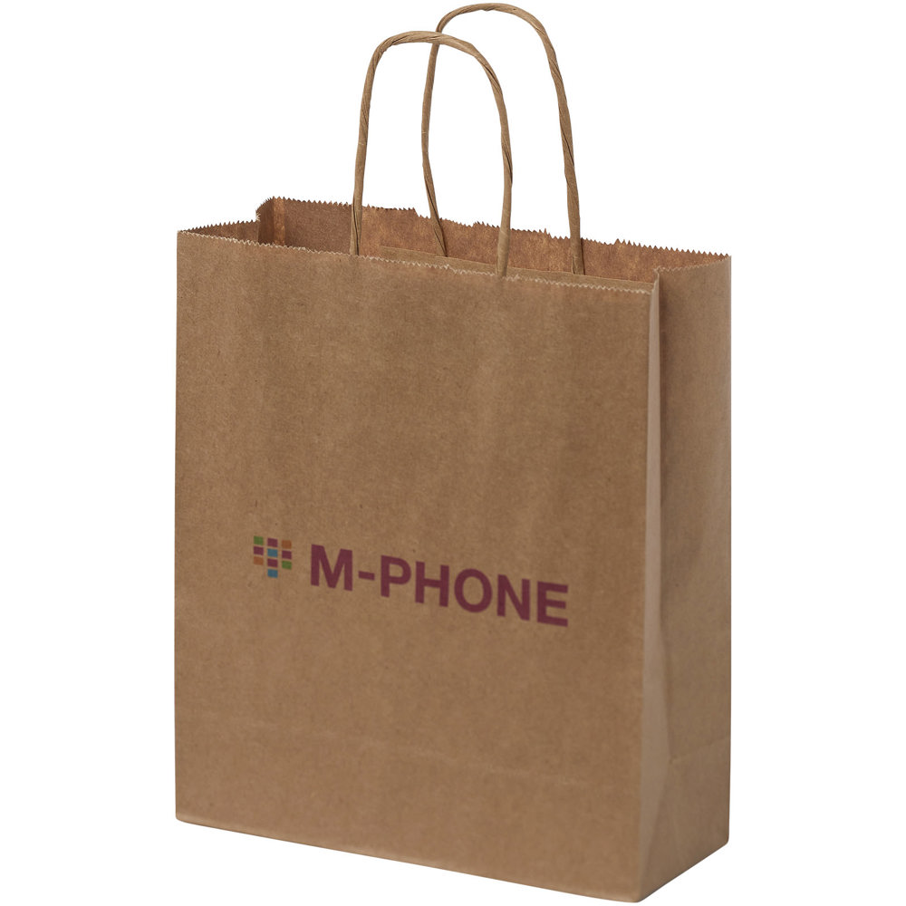 Kraftpapiertasche 80 g/m² mit gedrehten Griffen – 18 × 8 × 21 cm - Kraftpapier