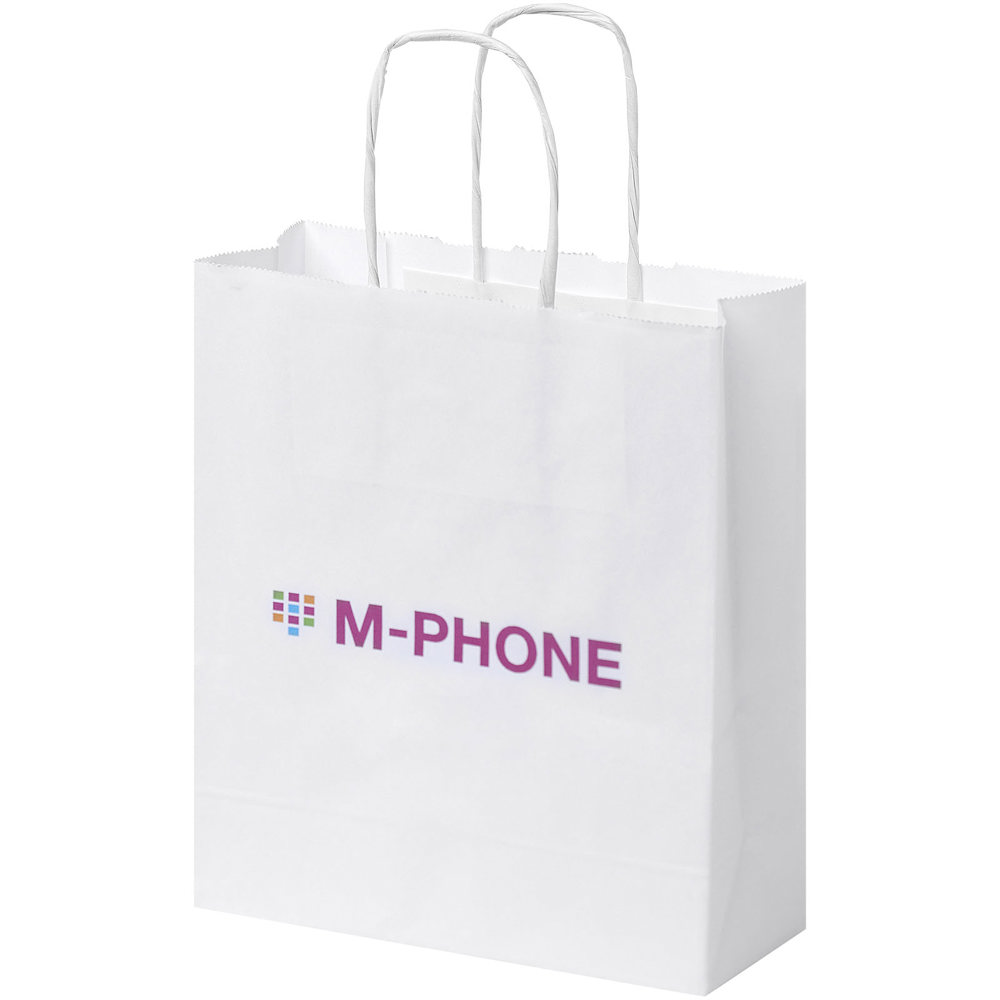 Kraftpapiertasche 80 g/m² mit gedrehten Griffen – 18 × 8 × 21 cm