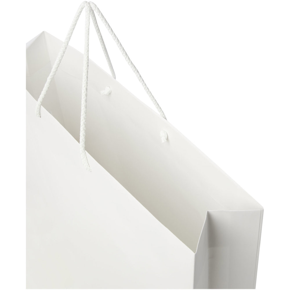 Handgefertigte 170 g/m² Integra-Papiertüte mit Kunststoff Kordelgriffen – 45 × 10 × 35 cm