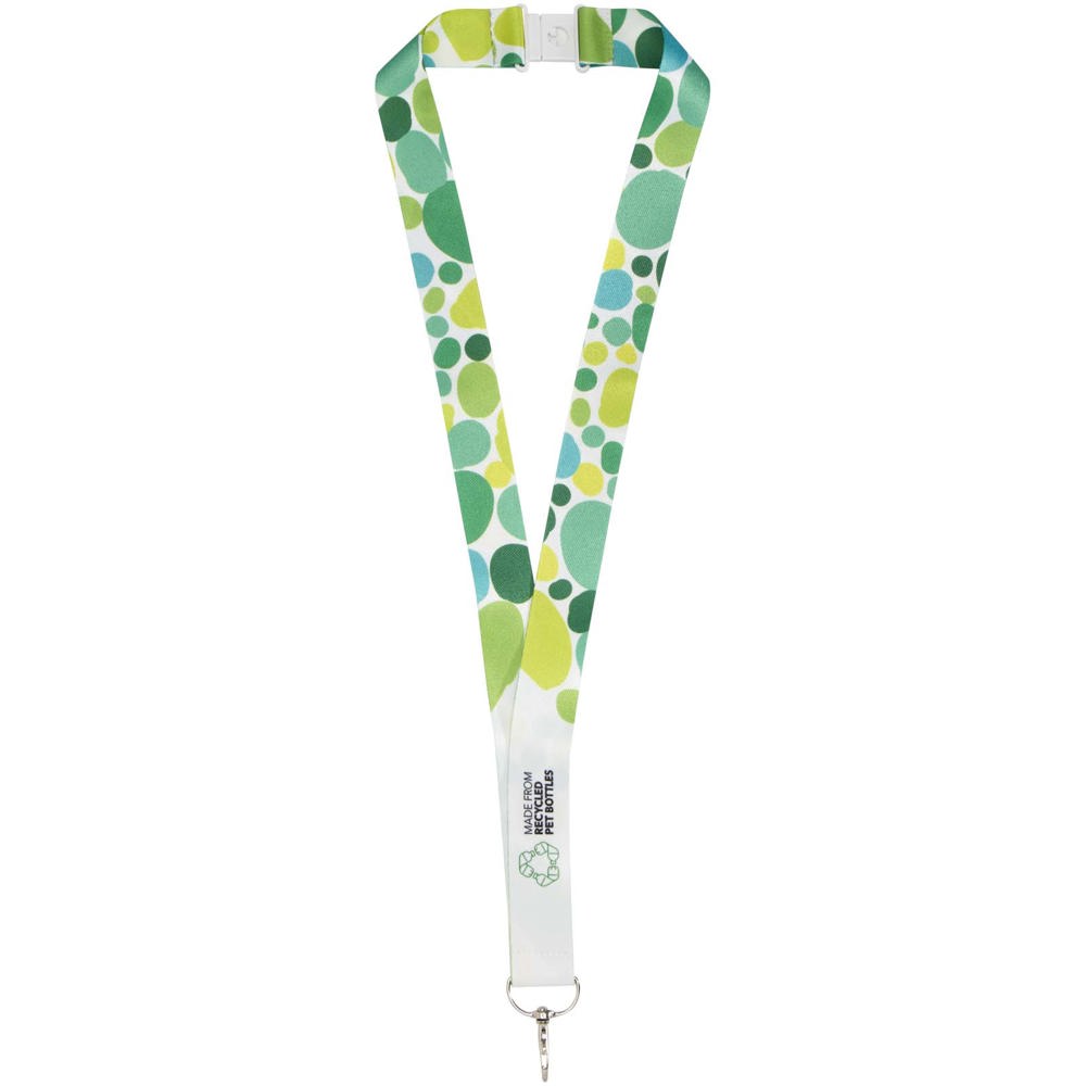 Addie Sublimation Lanyard mit Sicherheitsverschluss aus recyceltem PET Kunststoff - weiss, weiss