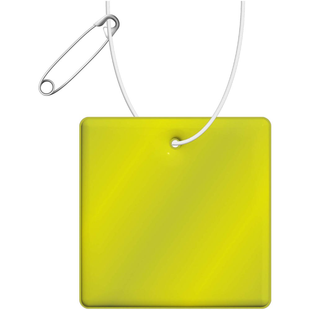 RFX™ H-16 quadratischer, leichter, reflektierender PVC-Anhänger - neongelb