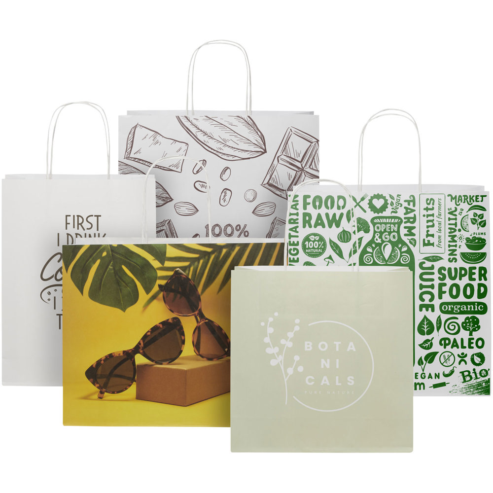 Kraftpapiertasche 120 g/m² mit gedrehten Griffen – 31 × 12 × 31 cm
