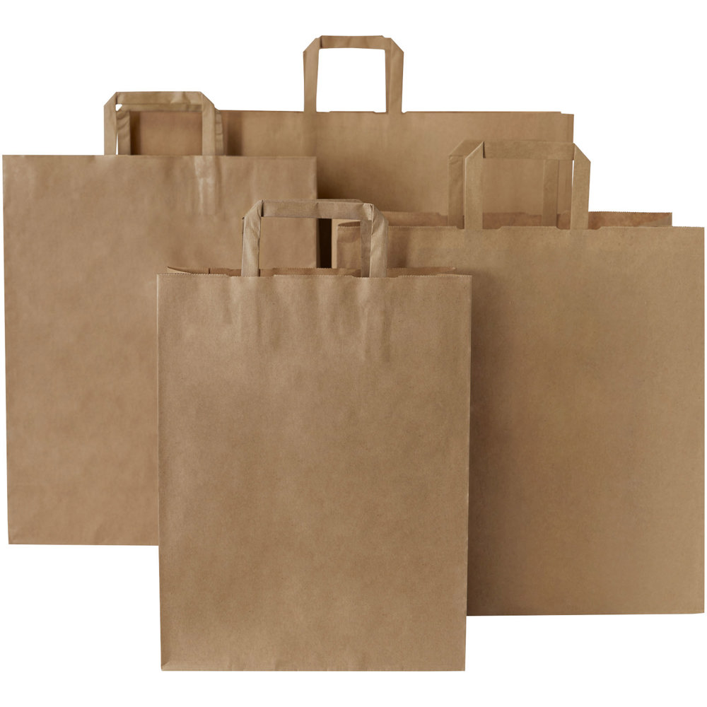 Kraftpapiertasche 80-90 g/m² mit flachen Griffen – 32 × 12 × 40 cm