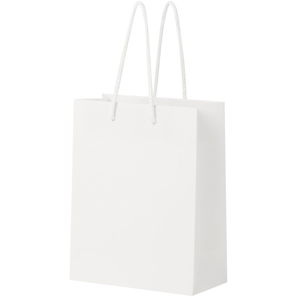 Handgefertigte 170 g/m² Integra-Papiertüte mit Kunststoff Kordelgriffen – 18 × 9 × 23 cm 