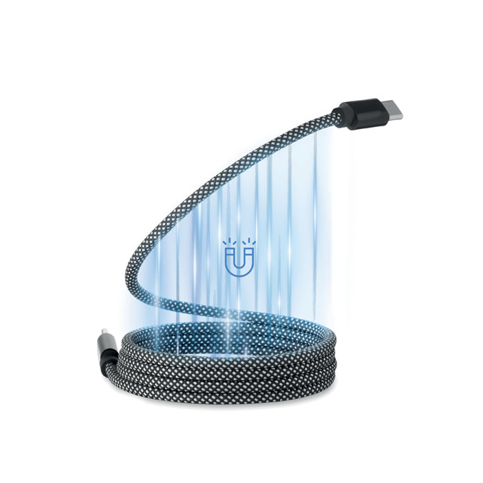 BRAID - Magnetisches Kabel RPET - Weiß/schwarz